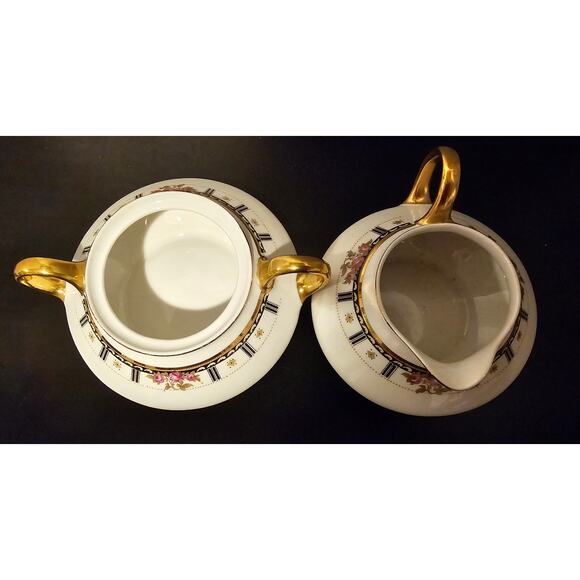 Vintage Cleveland China  Sugar Bowl w/Lid & creamer pitcher Bridal Rose Pattern - Picture 6 of 16